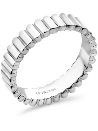 Devata Ribbed Band Ring In Metallic