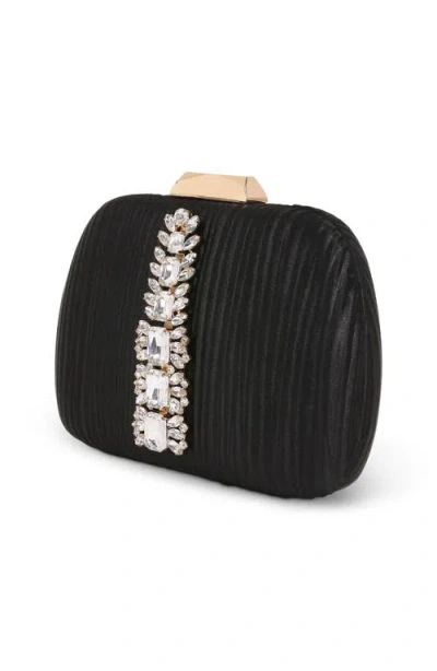 Jewel Badgley Mischka Halo Crystal Panel Minaudiere In Black