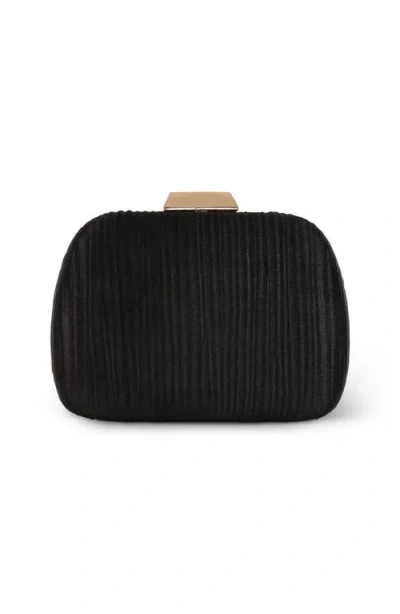 Jewel Badgley Mischka Halo Crystal Panel Minaudiere In Black