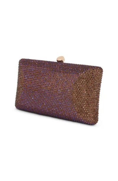 Jewel Badgley Mischka Nia Fully Crystal Beveled Minaudiere In Brown
