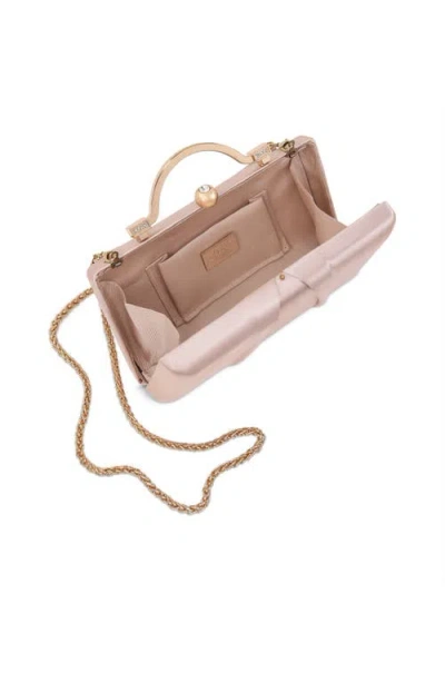 Jewel Badgley Mischka Emma Satin Minaudiere With Outer Pocket In Pink