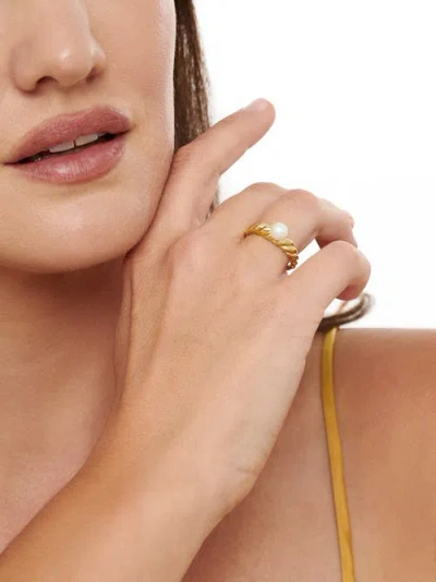 Devata Freshwater Pearl On Rope Ring In Gold