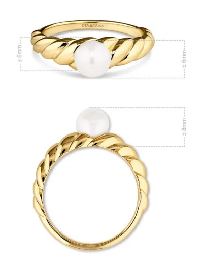 Devata Freshwater Pearl On Rope Ring In Gold