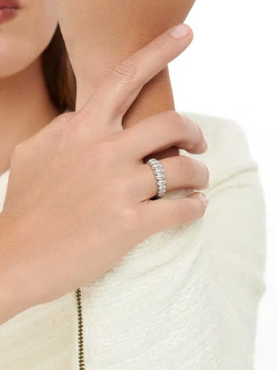 Devata Puffy Ribbed Ring In Metallic