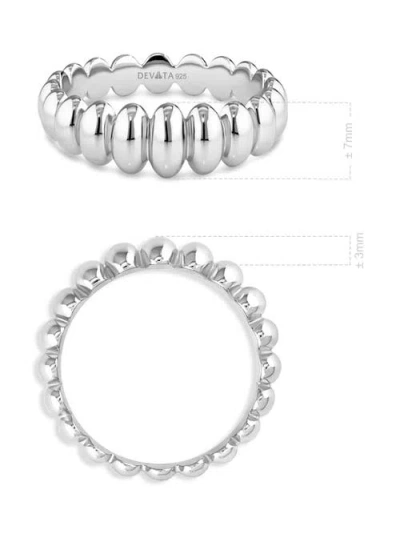 Devata Puffy Ribbed Ring In Metallic