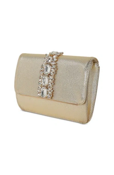 Jewel Badgley Mischka Lux Faux Leather Envelope Clutch In Gold