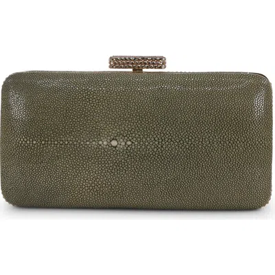 Badgley Mischka Evelyn Stingray Leather Minaudiere In Green