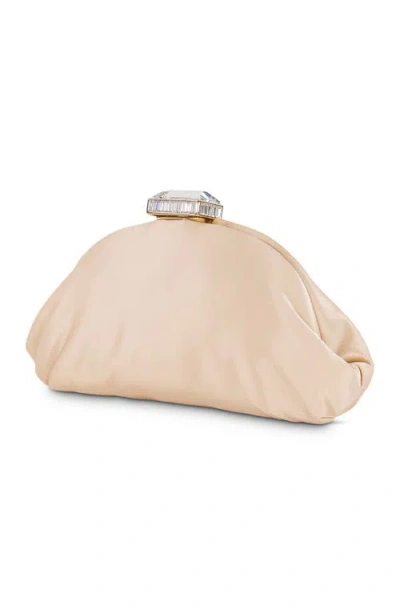 Badgley Mischka Leia Satin Pouch Clutch In Neutral