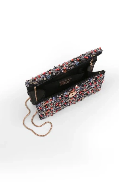 Jewel Badgley Mischka Aurora Beaded Mini Trapezoid Clutch In Black