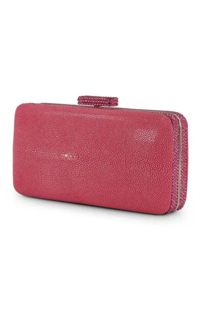Badgley Mischka Evelyn Stingray Leather Minaudiere In Pink