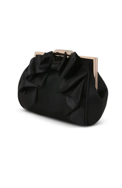 Jewel Badgley Mischka Mae Bow Pouch Clutch In Black