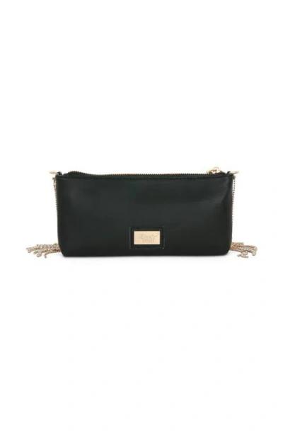 Jewel Badgley Mischka Piper Leather Mix Crystal Fringe Crossbody In Black