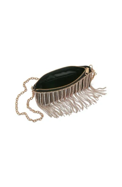 Jewel Badgley Mischka Piper Leather Mix Crystal Fringe Crossbody In Black