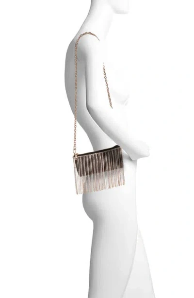 Jewel Badgley Mischka Piper Leather Mix Crystal Fringe Crossbody In Black