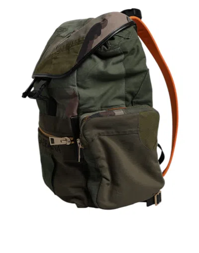 Pre-owned Dolce & Gabbana Military Green Patchwork Travel Backpack Men's Bag ()