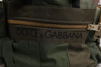 Pre-owned Dolce & Gabbana Military Green Patchwork Travel Backpack Men's Bag ()
