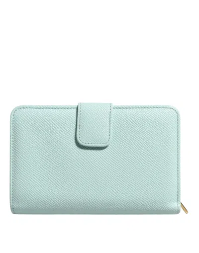 Pre-owned Dolce & Gabbana Mint Green Leather Bifold Continental Clutch Women's Wallet ()