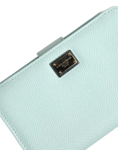 Pre-owned Dolce & Gabbana Mint Green Leather Bifold Continental Clutch Women's Wallet ()
