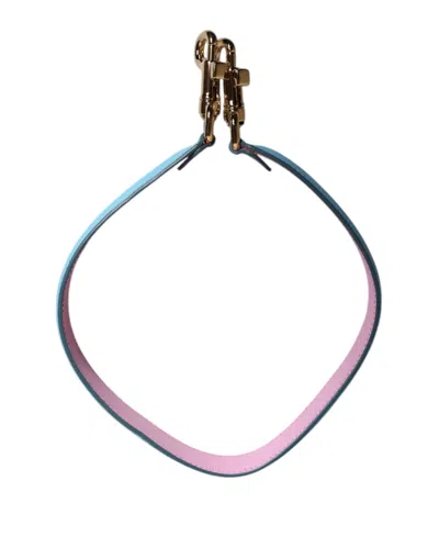 Dolce & Gabbana Pink Blue Leather Handle Bag Shoulder Women's Strap In Blue
