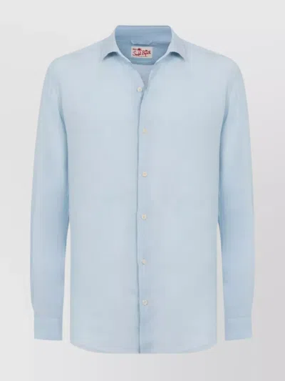 Mc2 Saint Barth Lightweight Long Sleeve Shirt Embroidered Detail In Blue