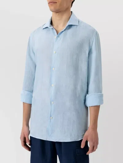 Mc2 Saint Barth Lightweight Long Sleeve Shirt Embroidered Detail In Blue