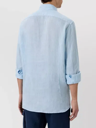 Mc2 Saint Barth Lightweight Long Sleeve Shirt Embroidered Detail In Blue