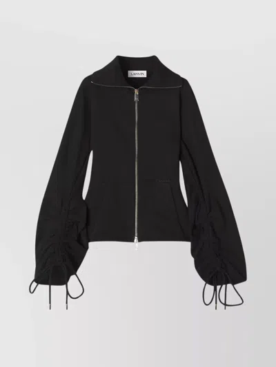 Lanvin Tailored Zip Jacket With High Collar And Pockets In Black