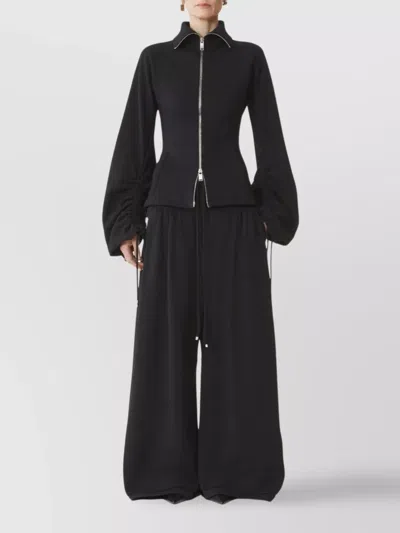 Lanvin Tailored Zip Jacket With High Collar And Pockets In Black