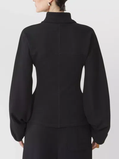 Lanvin Tailored Zip Jacket With High Collar And Pockets In Black