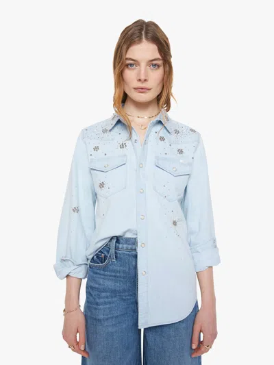 Mother All My Exes Embroidered Denim Shirt In Blue