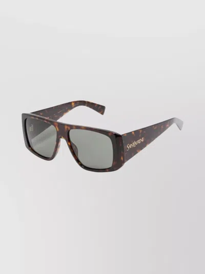 Saint Laurent Rectangular Tortoiseshell Sunglasses Dark Lenses In Brown