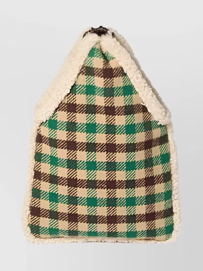 Miu Miu Checkered Tote Bag With Tassel And Trim In Neutral