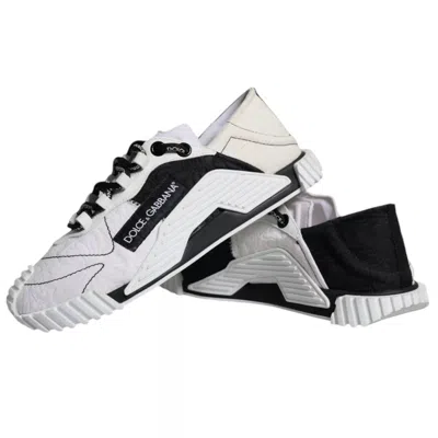 Pre-owned Dolce & Gabbana White Black Low Top Ns1 Sneakers Women's Shoes () In Multi