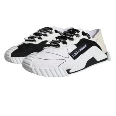 Pre-owned Dolce & Gabbana White Black Low Top Ns1 Sneakers Women's Shoes () In Multi