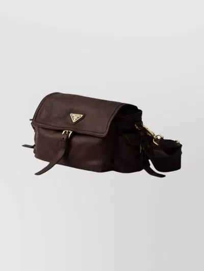 Prada Explore Medium Nappa Leather Shoulder With Flap Bags In Brown