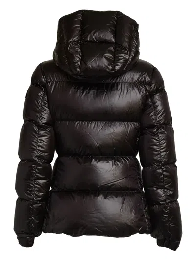Add Sculpted Down Coat With Removable Hood And Refined Detailing In Black
