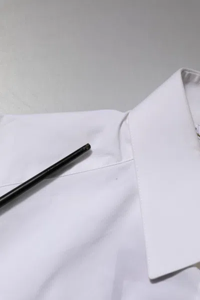 Pre-owned Dolce & Gabbana White Cotton Gold Long Sleeves Formal Men's Shirt ()