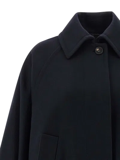 Alberto Biani Wool Coat With Wide Sleeves And Front Pockets In Blue
