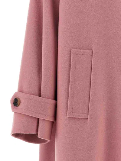 Alberto Biani Wool Coat With Notched Collar And Raglan Sleeves In Pink