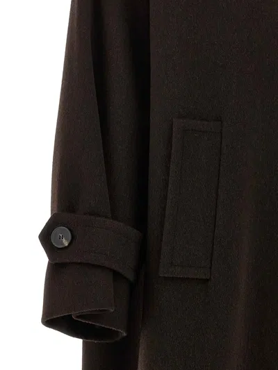 Alberto Biani Long Collared Coat With Side Pockets And Sleeves In Brown