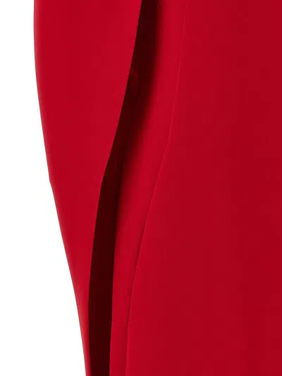 Alberta Ferretti Women Red Long Dress With Hooded Sleeves And Cut Out On The Back In Fabric Woman