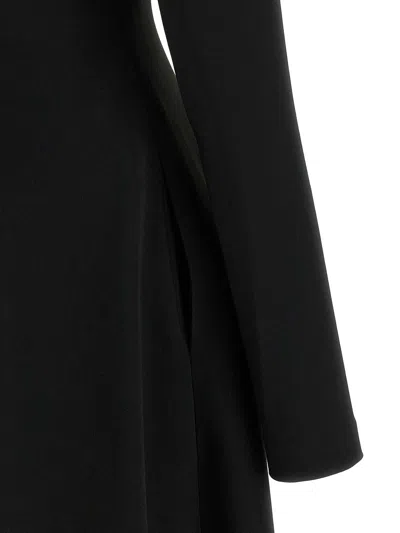 Alberta Ferretti Slightly Stretch Cady Midi Dress With Off-the-shoulder Neckline In Black