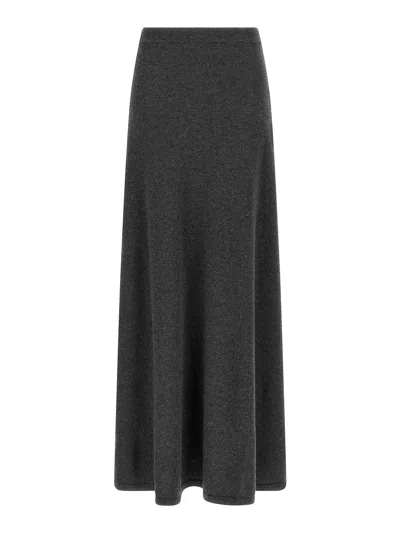 Balenciaga Long Grey Wool Skirt In Gray