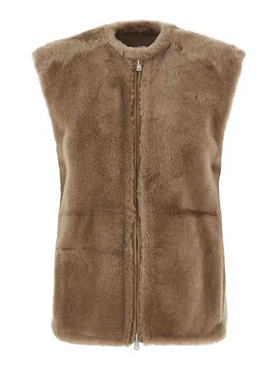 Brunello Cucinelli Sheepskin Insert Jacket In Neutral