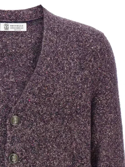 Brunello Cucinelli Men Buttoned Cardigan In Purple