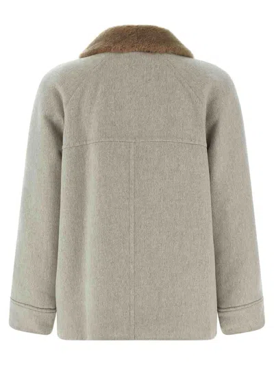 Brunello Cucinelli Sheepskin Insert Jacket In Neutral