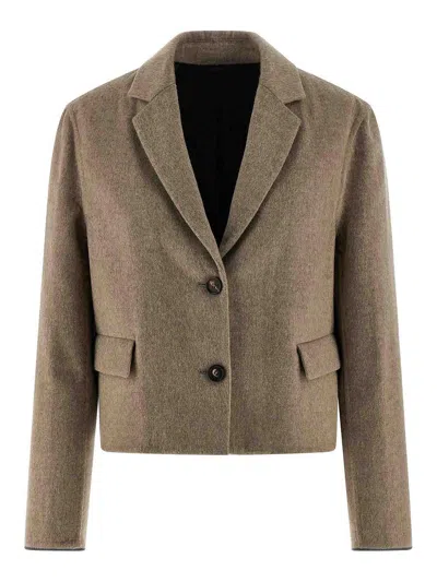 Brunello Cucinelli 'crop' Blazer In Brown
