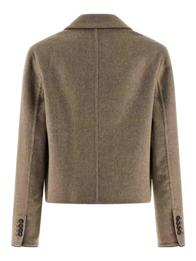 Brunello Cucinelli 'crop' Blazer In Brown