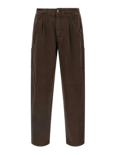 Brunello Cucinelli Functional Cargo Trousers Featuring Pockets In Brown