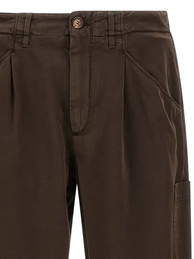 Brunello Cucinelli Functional Cargo Trousers Featuring Pockets In Brown